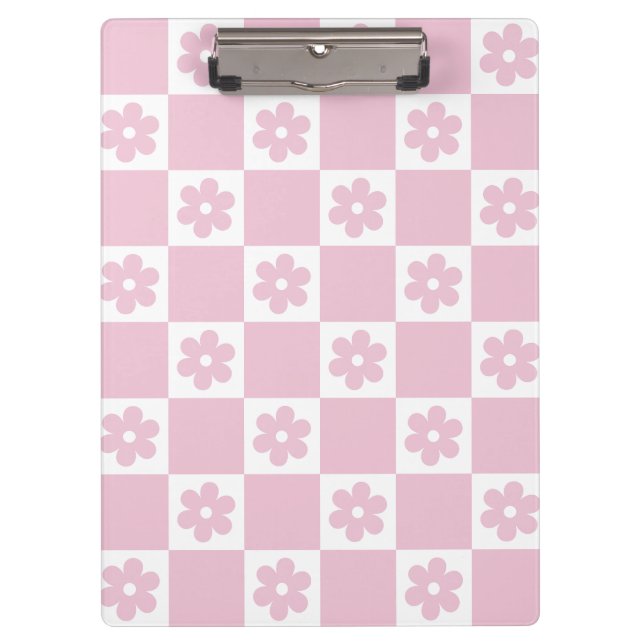 Pink Flower checked pattern Clipboard (Front)