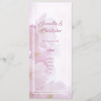 Pink flower church wedding program programme