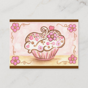 Pink Flower Cupcake Bakery Business Cards