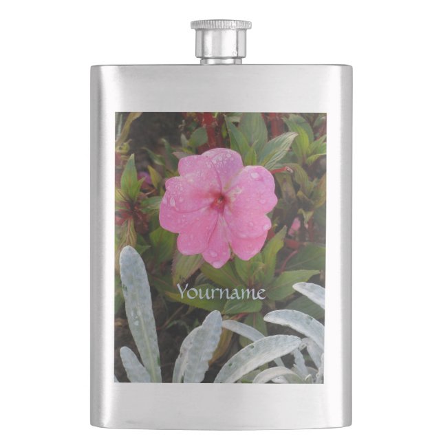 Pink Flower custom flask (Front)