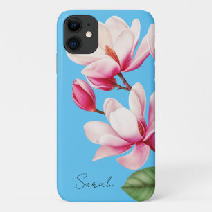 Pink Flower Custom Name Floral Art Case-Mate iPhone Case