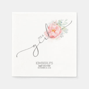 Pink Flower Cute Baby Shower Napkins