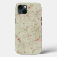 Pink Flower Design On Green