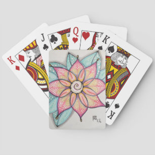 Pink Flower Design Playing Cards