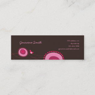 Pink Flower Dots and Happy Bird Fun Profile Card /