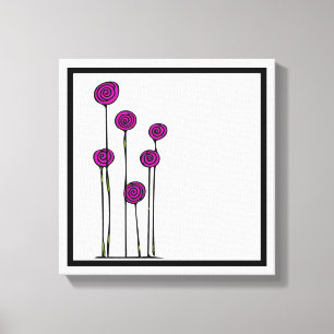 Pink Flower Drawing Painting Canvas Print
