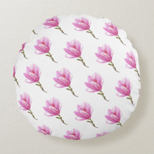 Pink Flower Drawing Round throw cushion