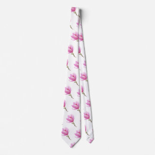 Pink Flower Drawing Tie
