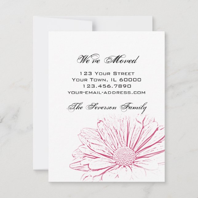 Pink Flower Effect Change of Address Announcement (Front)