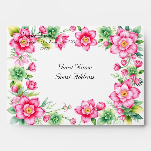 Pink Flower Envelope Envelope (Front)