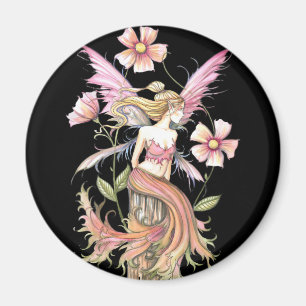 Pink Flower Fairy Art Magnet