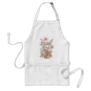 Pink Flower Fairy Art Standard Apron