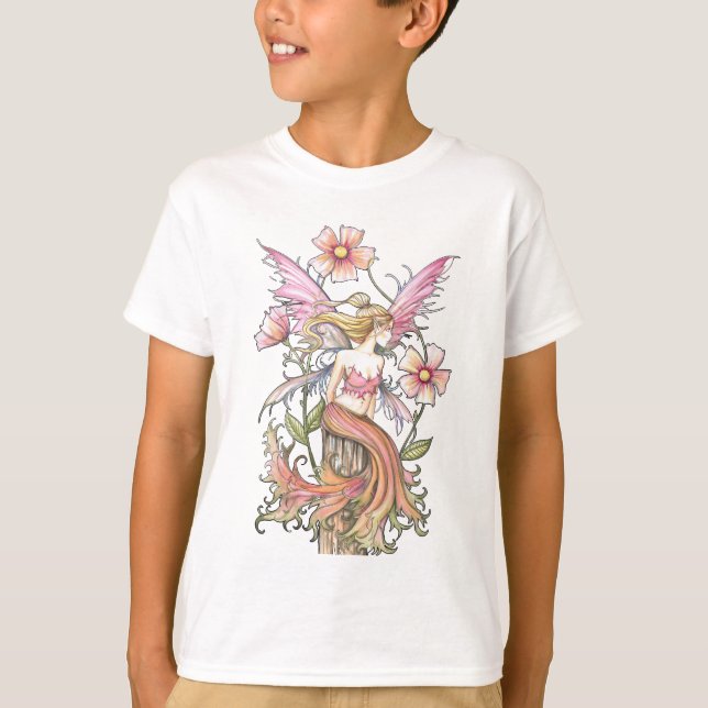Pink Flower Fairy Art T-Shirt (Front)