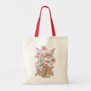 Pink Flower Fairy Budget Tote Bag, Grocery