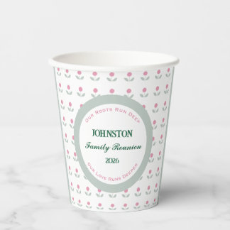 Pink Flower Family Reunion 8 oz. Paper  Cups