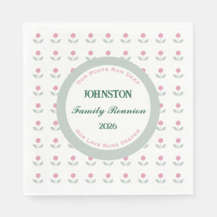 Pink Flower Family Reunion Paper Napkin