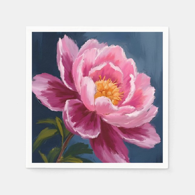 Pink Flower Floral Watercolor Painting Napkin (Front)
