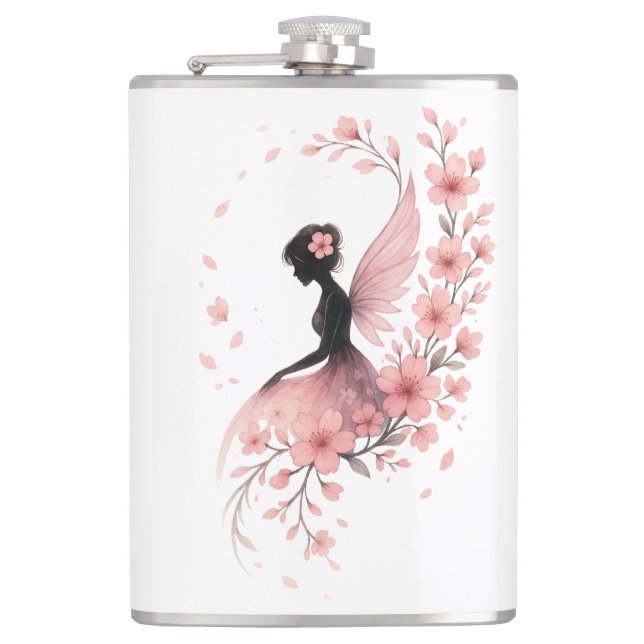 Pink Flower Flower Fairy of Sakura Hip Flask (Front)