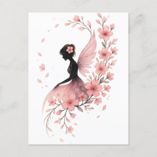 Pink Flower Flower Fairy of Sakura Holiday Postcard