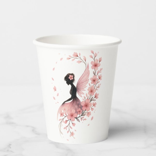 Pink Flower Flower Fairy of Sakura Paper Cups (Front)