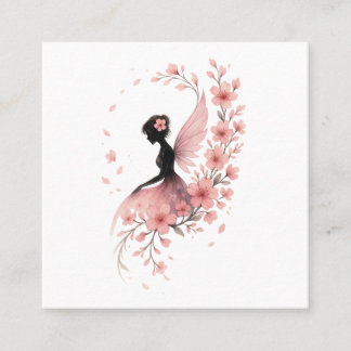 Pink Flower Flower Fairy of Sakura Square Business Card