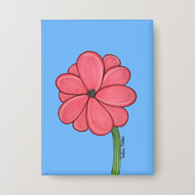 Pink Flower Full with Blue background (Front)