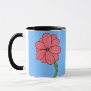 Pink Flower Full with Blue background Mug