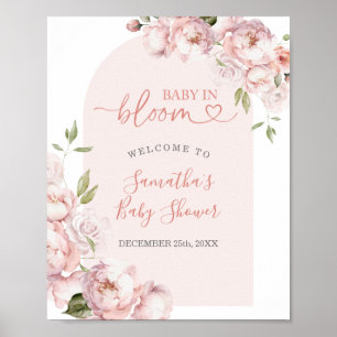 Pink Flower Girl Baby Shower Baby in Bloom Welcome Poster