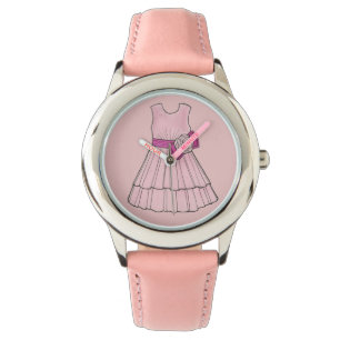 Pink Flower Girl Wedding Pageant Party Dress Watch