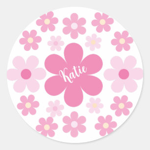 Pink Flower Glam- Classic Round Sticker