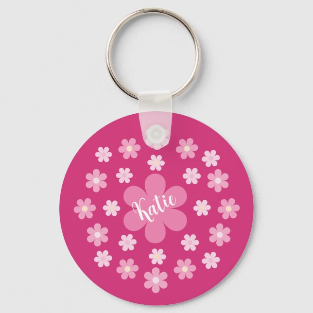  Pink Flower Glam- Key Ring (Front)