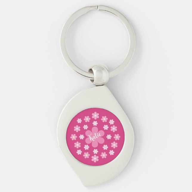  Pink Flower Glam- Key Ring (Front)
