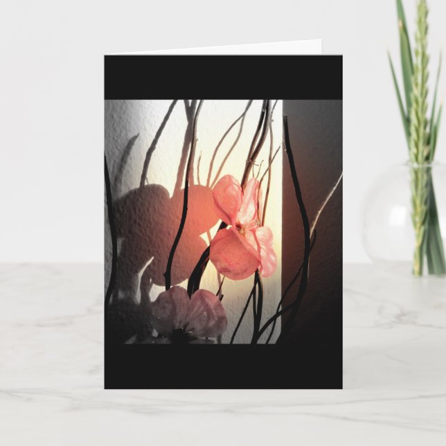 pink flower greetings card (Front)