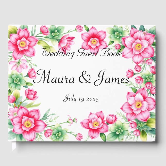 Pink Flower Guest Book (Front)