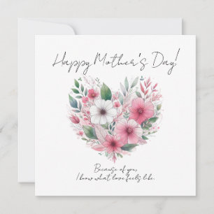 Pink Flower Heart Happy Mother’s Day Invitation
