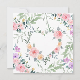 Pink Flower Heart Invitations