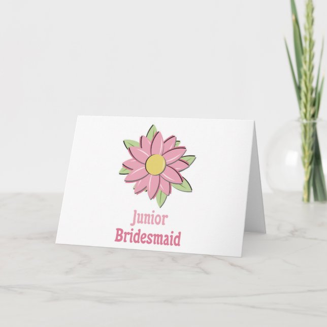 Pink Flower Junior Bridesmaid Card (Front)