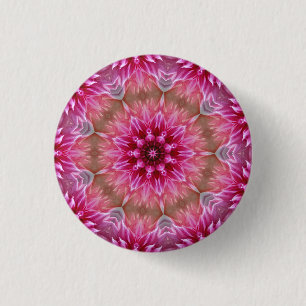 Pink Flower Kaleidoscope Mandala-43895 3 Cm Round Badge