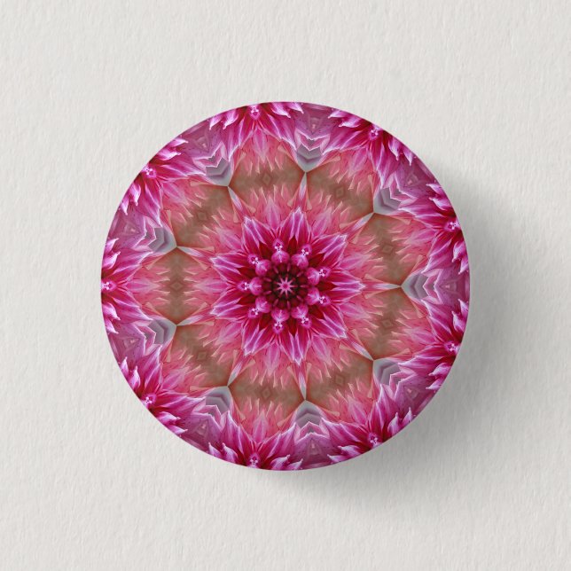 Pink Flower Kaleidoscope Mandala-43895 3 Cm Round Badge (Front)