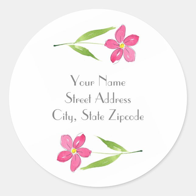 Pink Flower  Labels (Front)