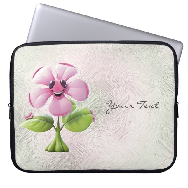 Pink Flower Laptop Sleeve (Front)
