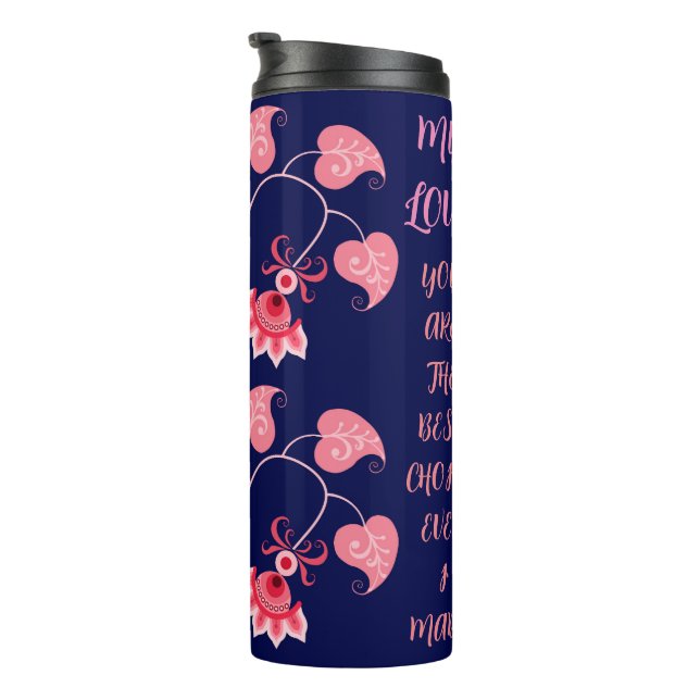 PINK FLOWER LOVE GIFT FOR GIRLFRIEND,WIFE, HUSBAND THERMAL TUMBLER (Rotated Right)