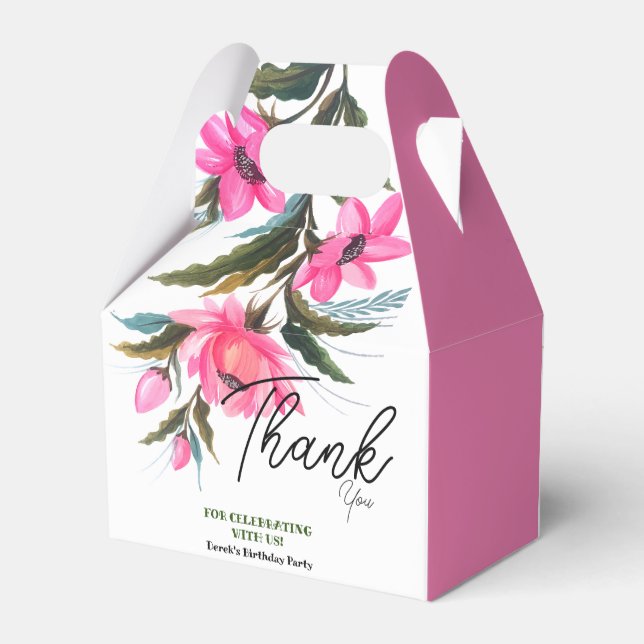 Pink Flower lover's birthday Favour Box (Back Side)