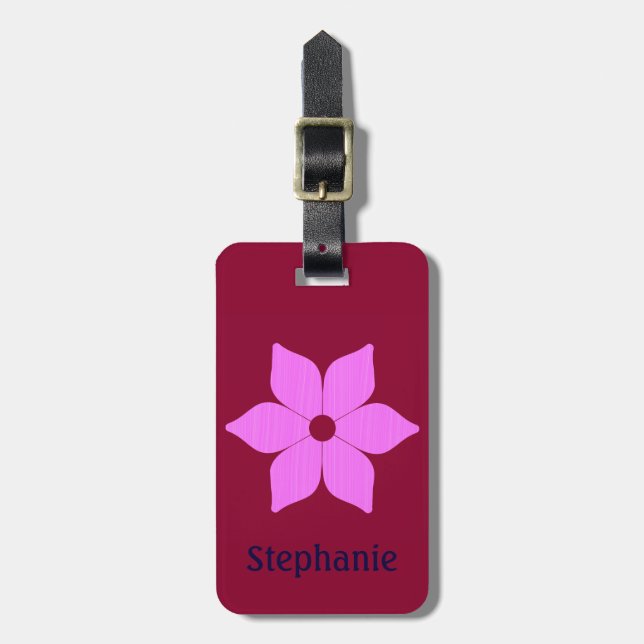 Pink Flower Luggage Tag (Front Vertical)