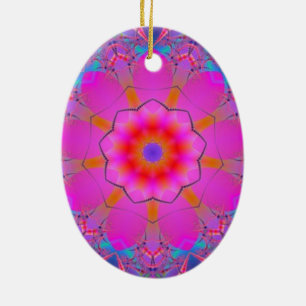 Pink Flower Mandala Ceramic Tree Decoration