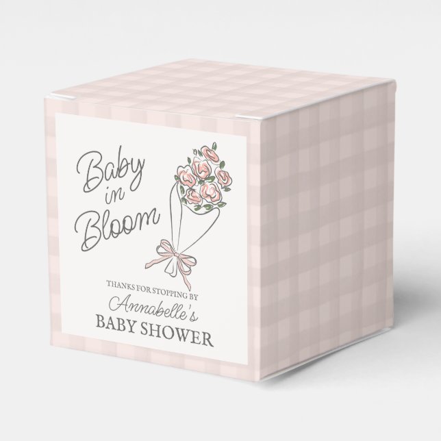 Pink Flower Market Fresh Floral Baby Shower Favour Box (Front Side)