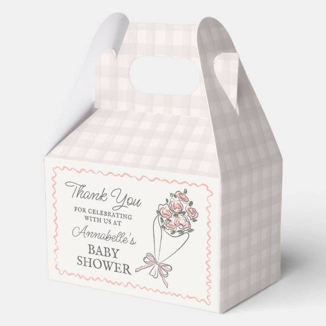 Pink Flower Market Fresh Floral Baby Shower Favour Box (Front)