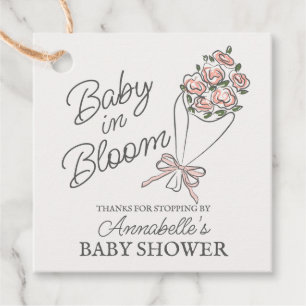 Pink Flower Market Fresh Floral Baby Shower Favour Tags