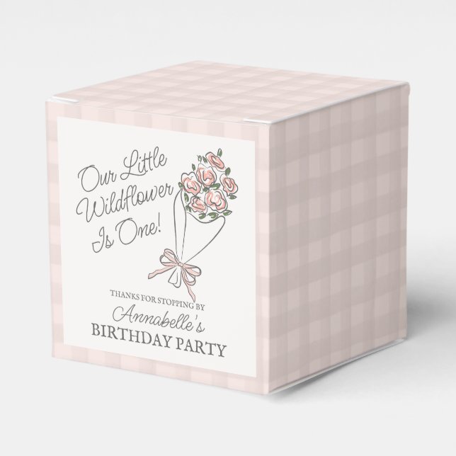 Pink Flower Market Fresh Floral Birthday Favour Box (Front Side)