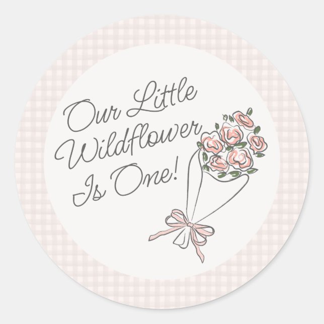 Pink Flower Market Fresh Floral Birthday Party Classic Round Sticker (Front)